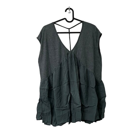 Meadow Rue Green Woven T Strap Back Flowy Vneck Blouse Womens Size S - Picture 1 of 5